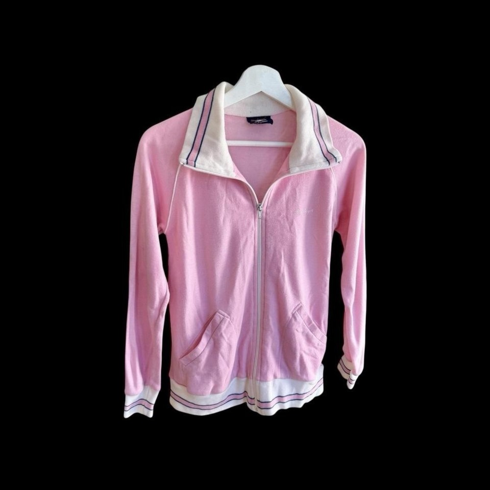 Vintage 70's McGregor Women's Track Jacket Zip‎ Up Sz Med Pink Distressed